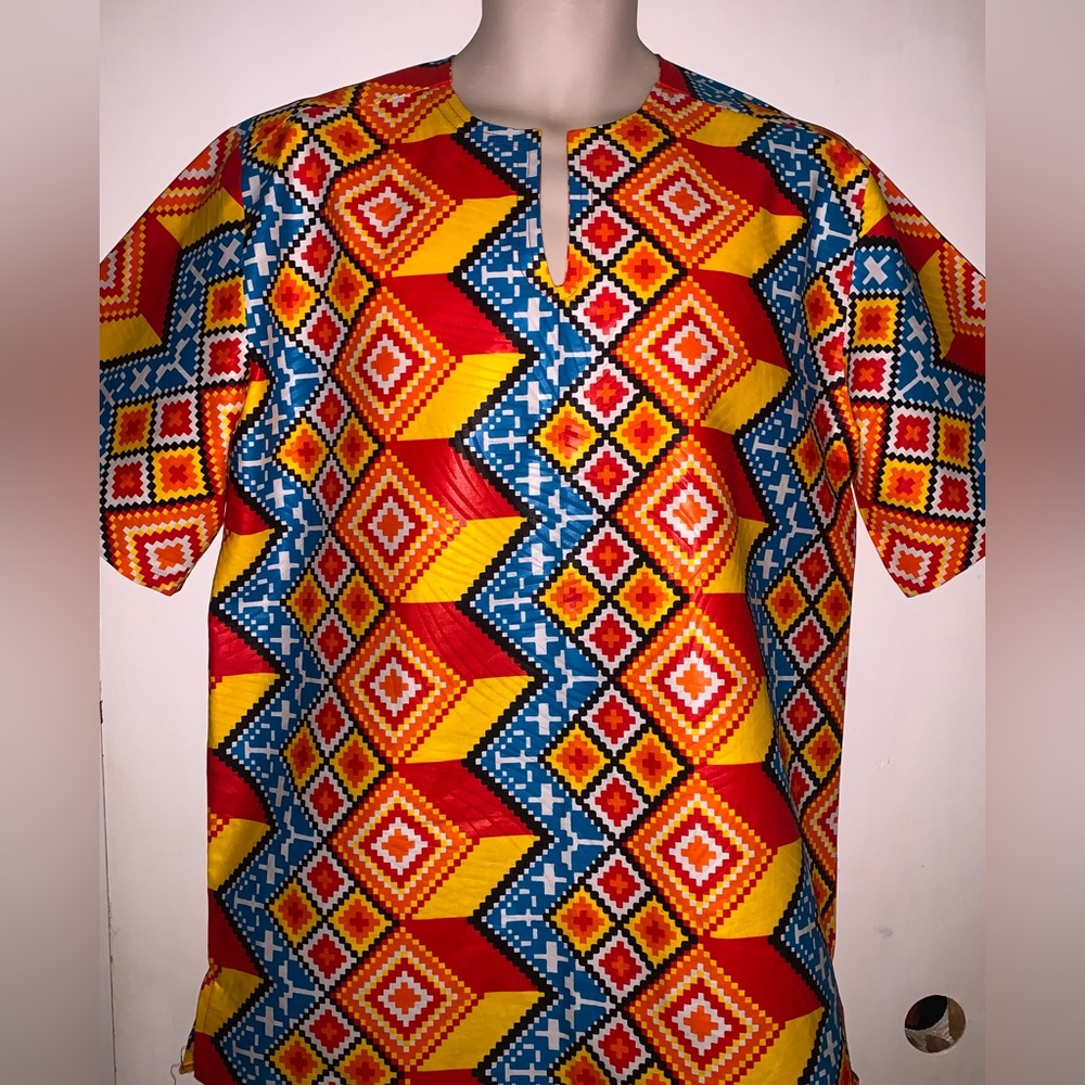 New Kente print sz Medium short sleeve shirt